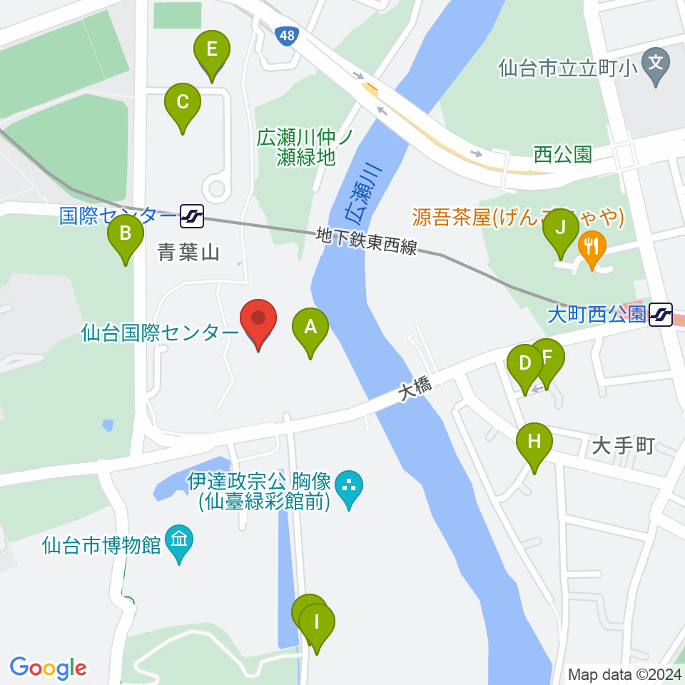 仙台国際センター周辺の駐車場・コインパーキング一覧地図