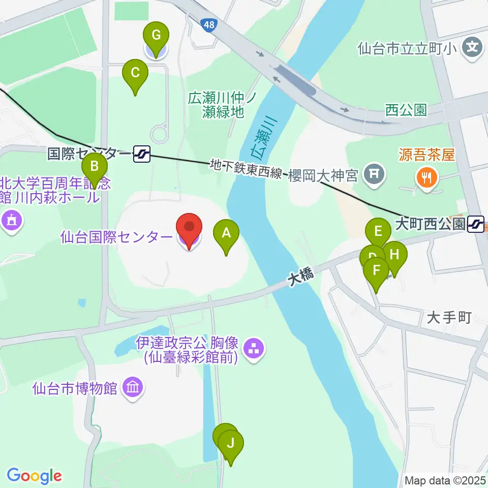 仙台国際センター周辺の駐車場・コインパーキング一覧地図