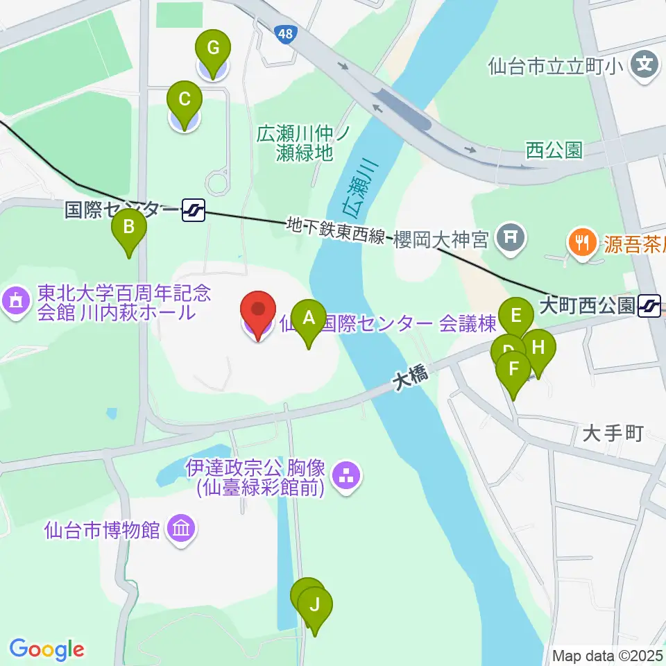 仙台国際センター周辺の駐車場・コインパーキング一覧地図