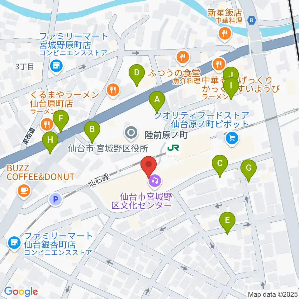 宮城野区文化センター周辺の駐車場・コインパーキング一覧地図
