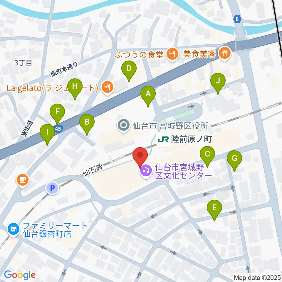 宮城野区文化センター周辺の駐車場・コインパーキング一覧地図