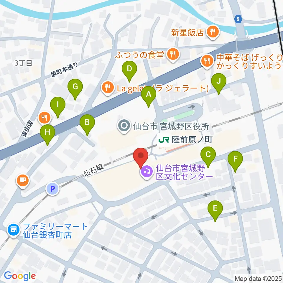 宮城野区文化センター周辺の駐車場・コインパーキング一覧地図
