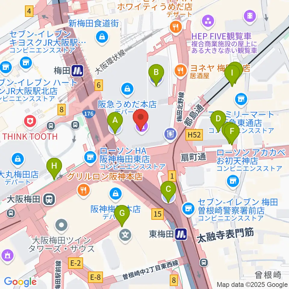 阪急うめだホール周辺の駐車場・コインパーキング一覧地図