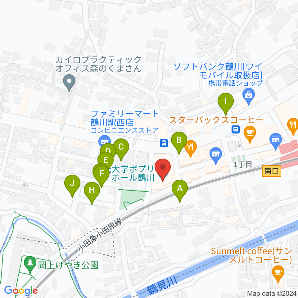 和光大学ポプリホール鶴川周辺の駐車場・コインパーキング一覧地図