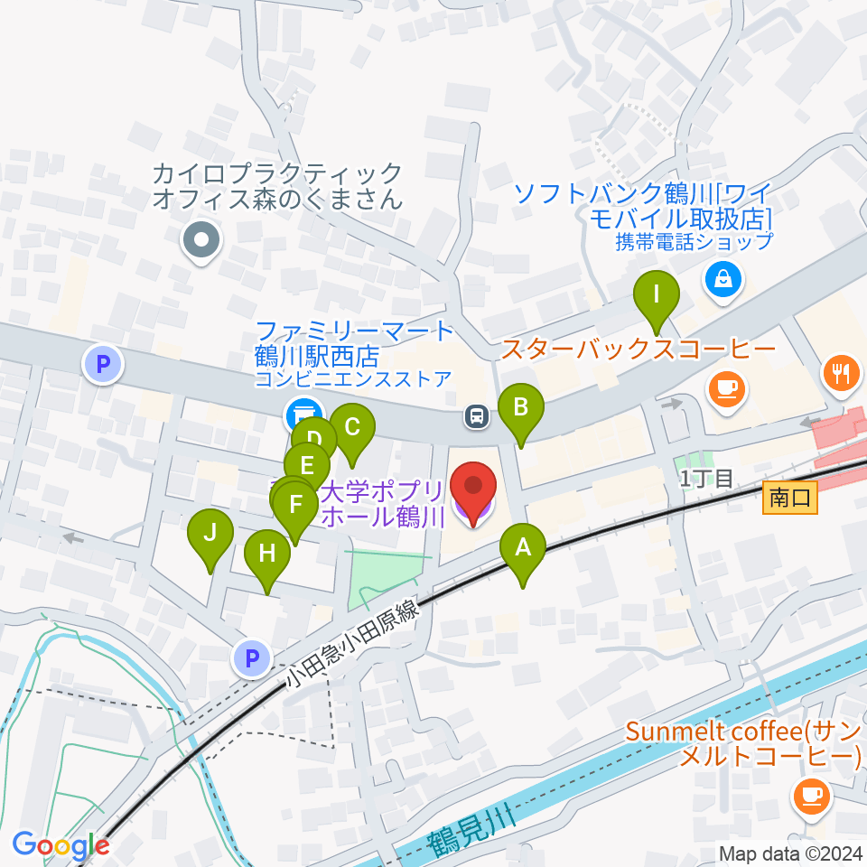 和光大学ポプリホール鶴川周辺の駐車場・コインパーキング一覧地図