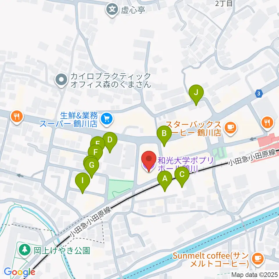 和光大学ポプリホール鶴川周辺の駐車場・コインパーキング一覧地図