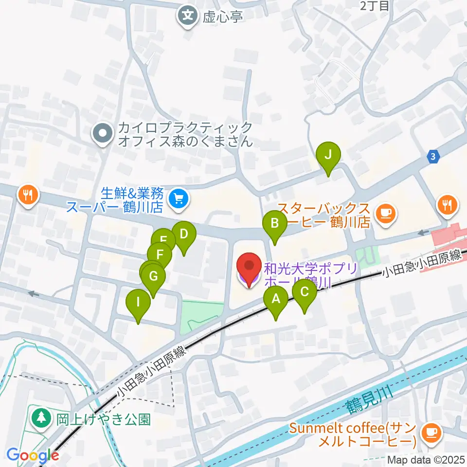 和光大学ポプリホール鶴川周辺の駐車場・コインパーキング一覧地図
