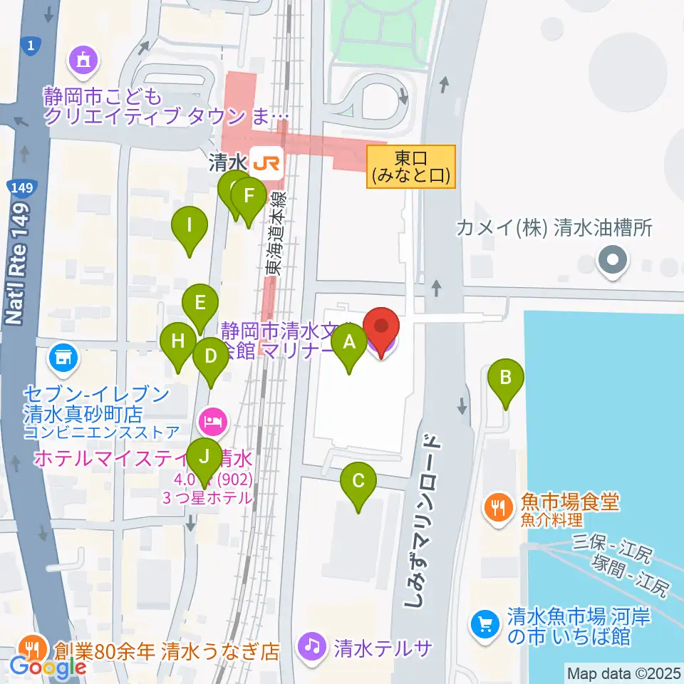 清水文化会館マリナート周辺の駐車場・コインパーキング一覧地図