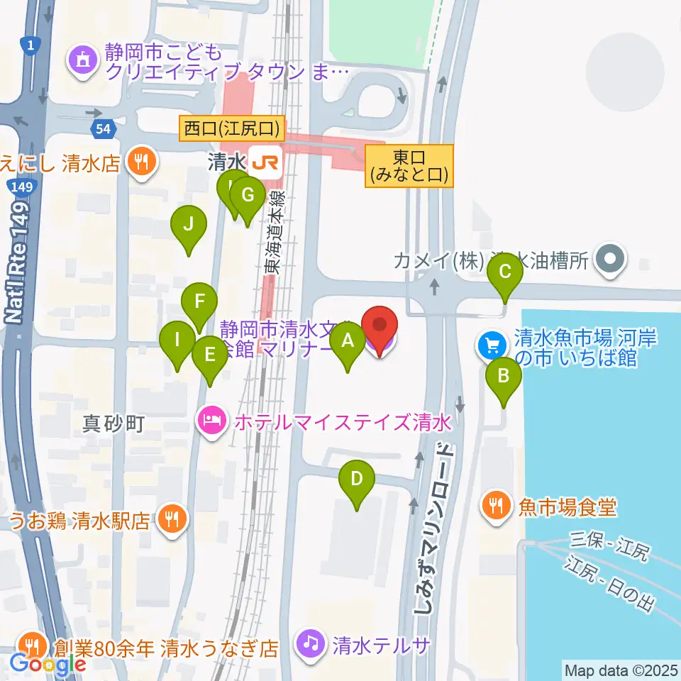 清水文化会館マリナート周辺の駐車場・コインパーキング一覧地図
