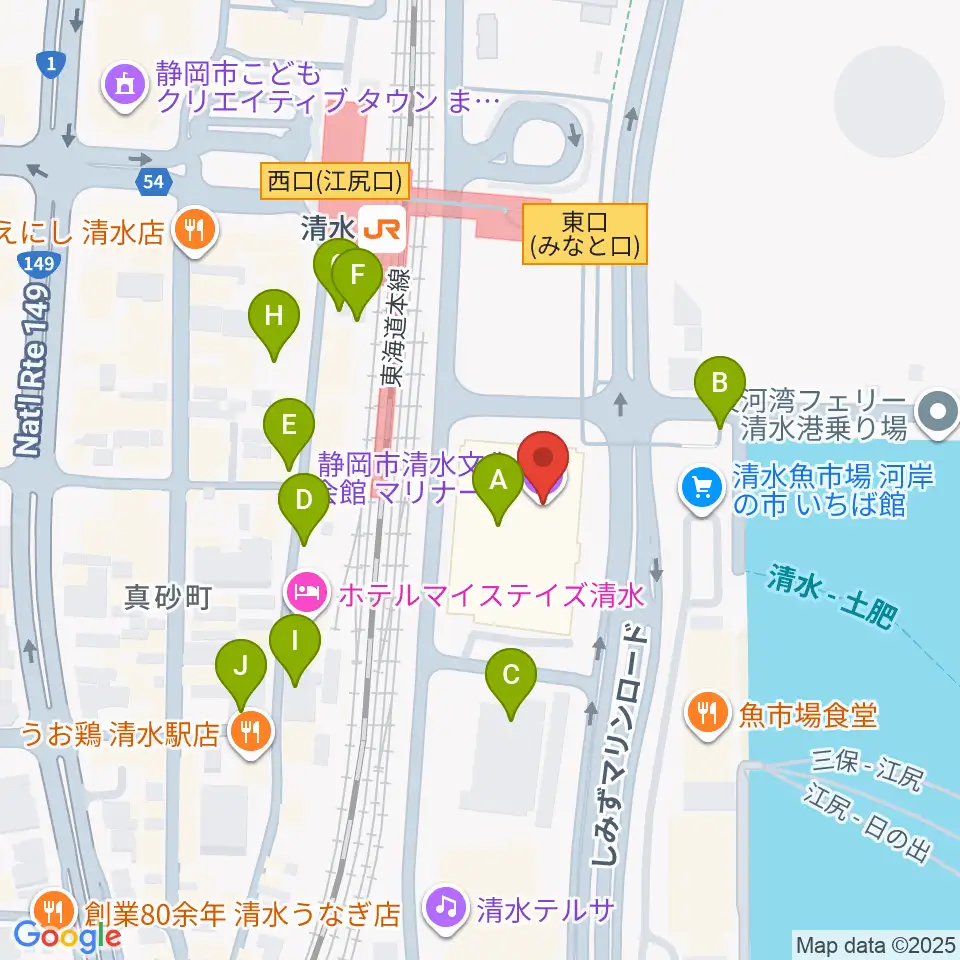 清水文化会館マリナート周辺の駐車場・コインパーキング一覧地図