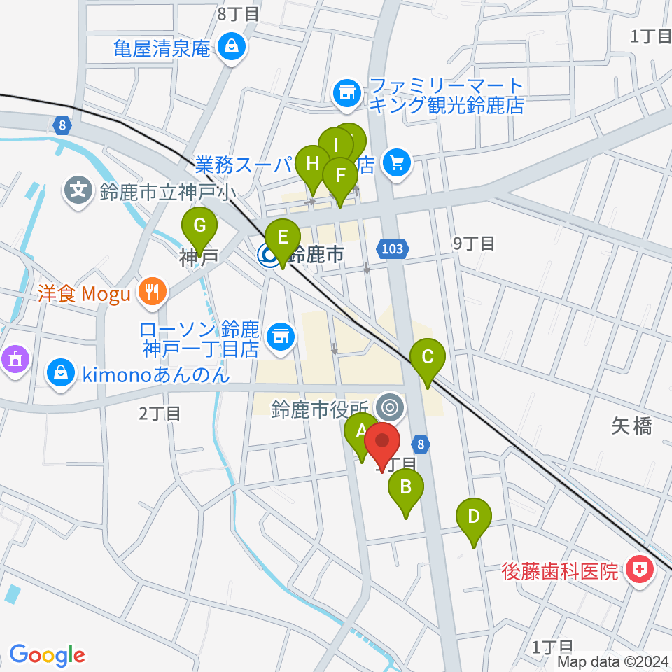 イスのサンケイホール鈴鹿周辺の駐車場・コインパーキング一覧地図