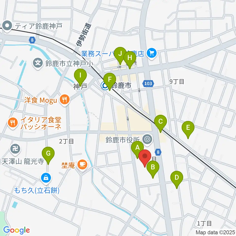 イスのサンケイホール鈴鹿周辺の駐車場・コインパーキング一覧地図