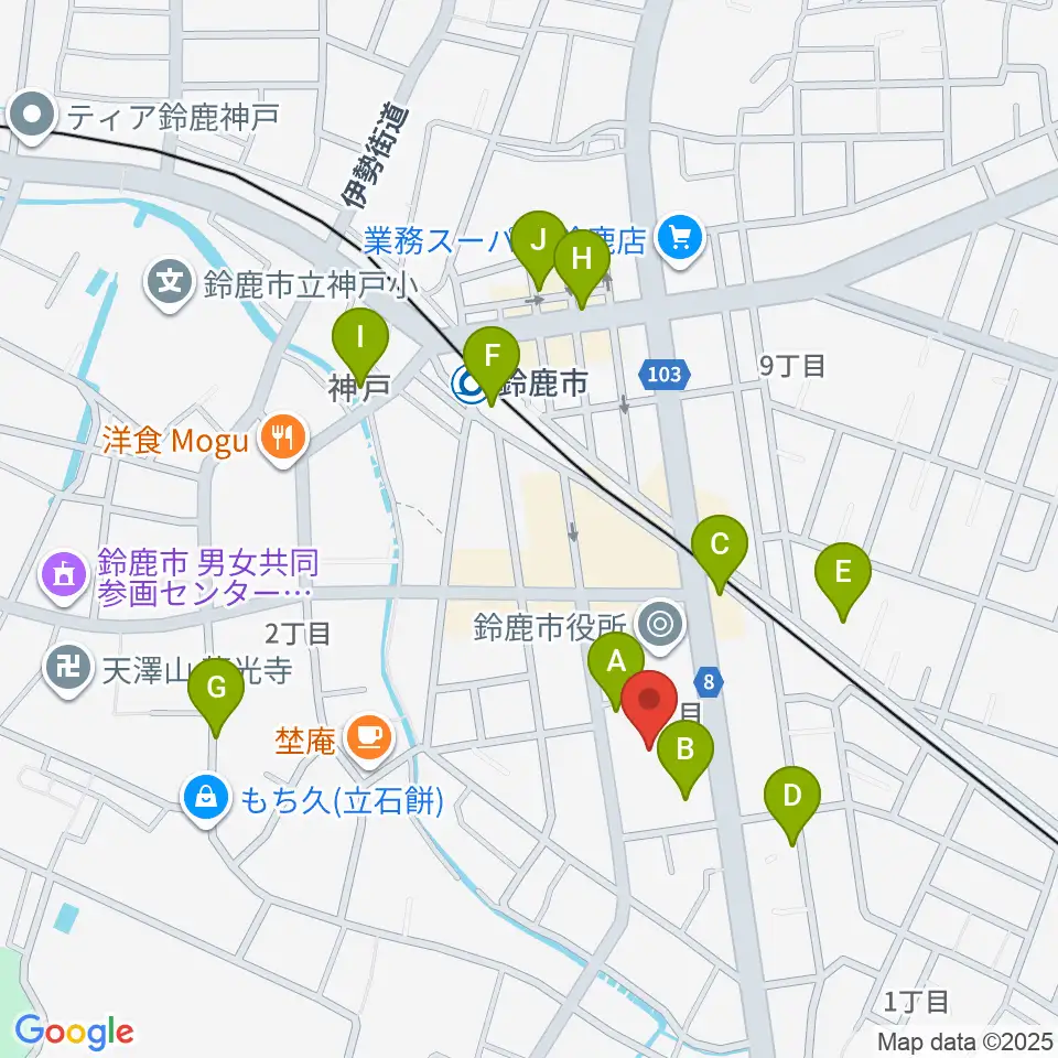イスのサンケイホール鈴鹿周辺の駐車場・コインパーキング一覧地図