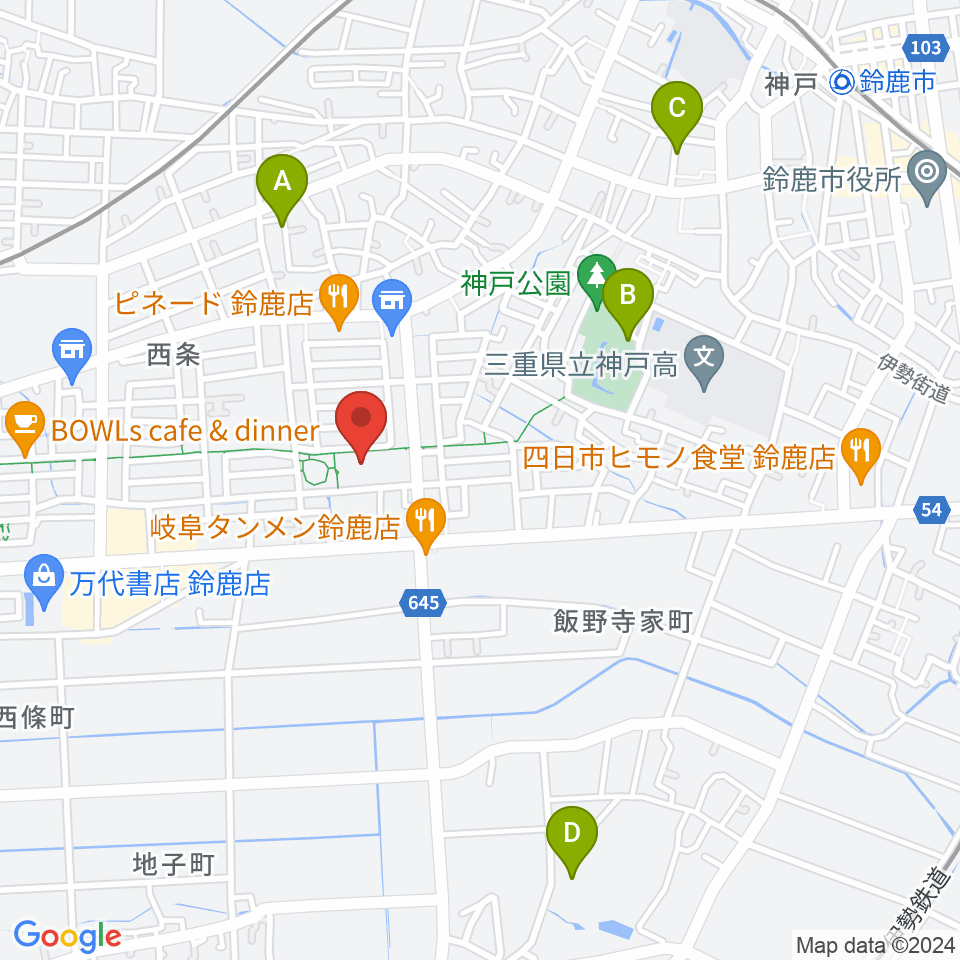 鈴鹿市文化会館周辺の駐車場・コインパーキング一覧地図