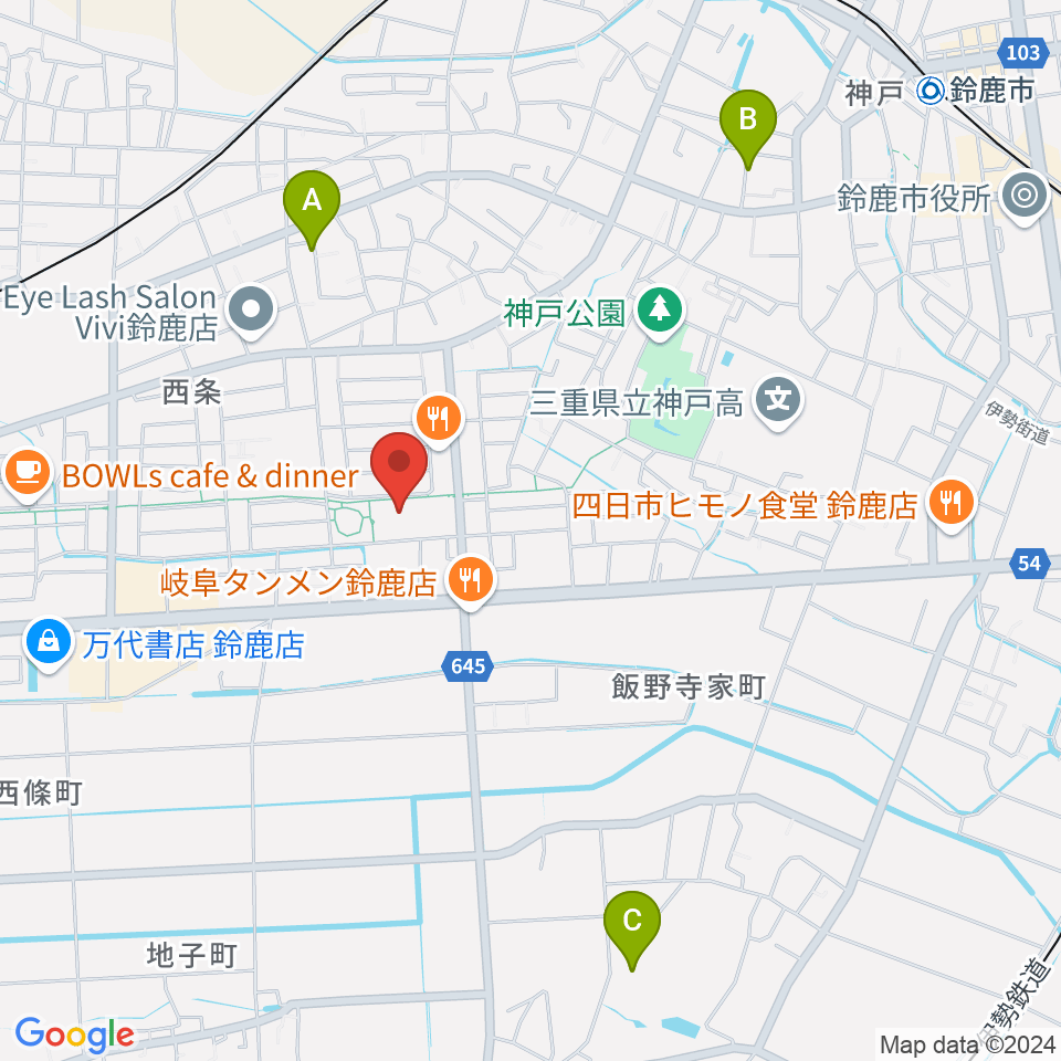 鈴鹿市文化会館周辺の駐車場・コインパーキング一覧地図