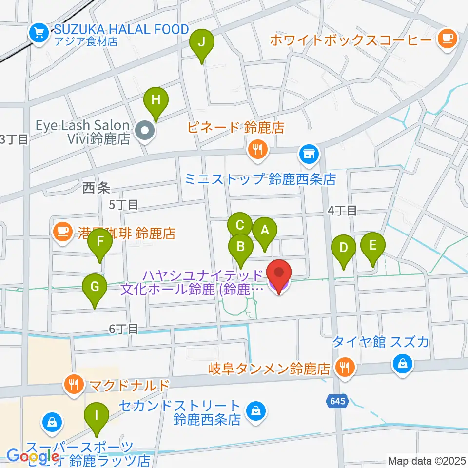 ハヤシユナイテッド文化ホール鈴鹿周辺の駐車場・コインパーキング一覧地図