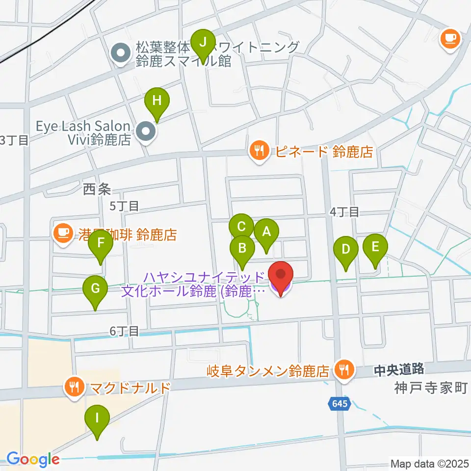 ハヤシユナイテッド文化ホール鈴鹿周辺の駐車場・コインパーキング一覧地図