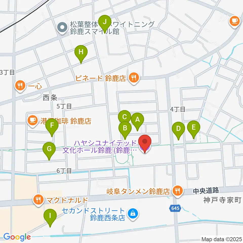 ハヤシユナイテッド文化ホール鈴鹿周辺の駐車場・コインパーキング一覧地図