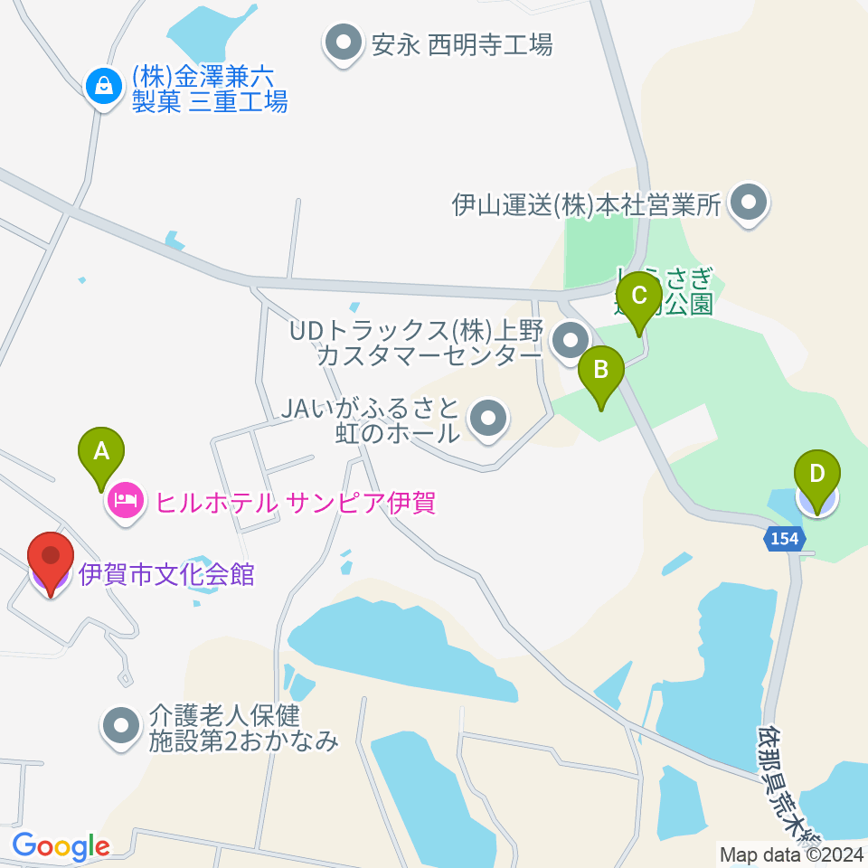 伊賀市文化会館周辺の駐車場・コインパーキング一覧地図