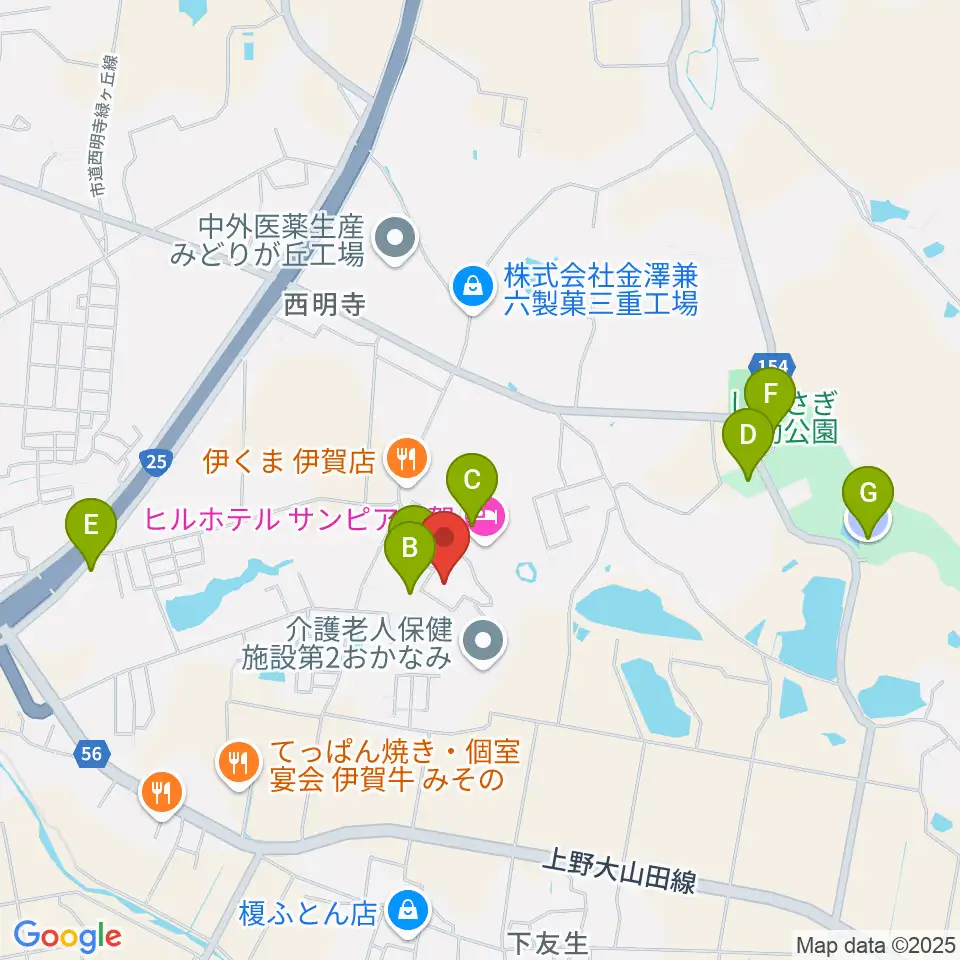 伊賀市文化会館周辺の駐車場・コインパーキング一覧地図