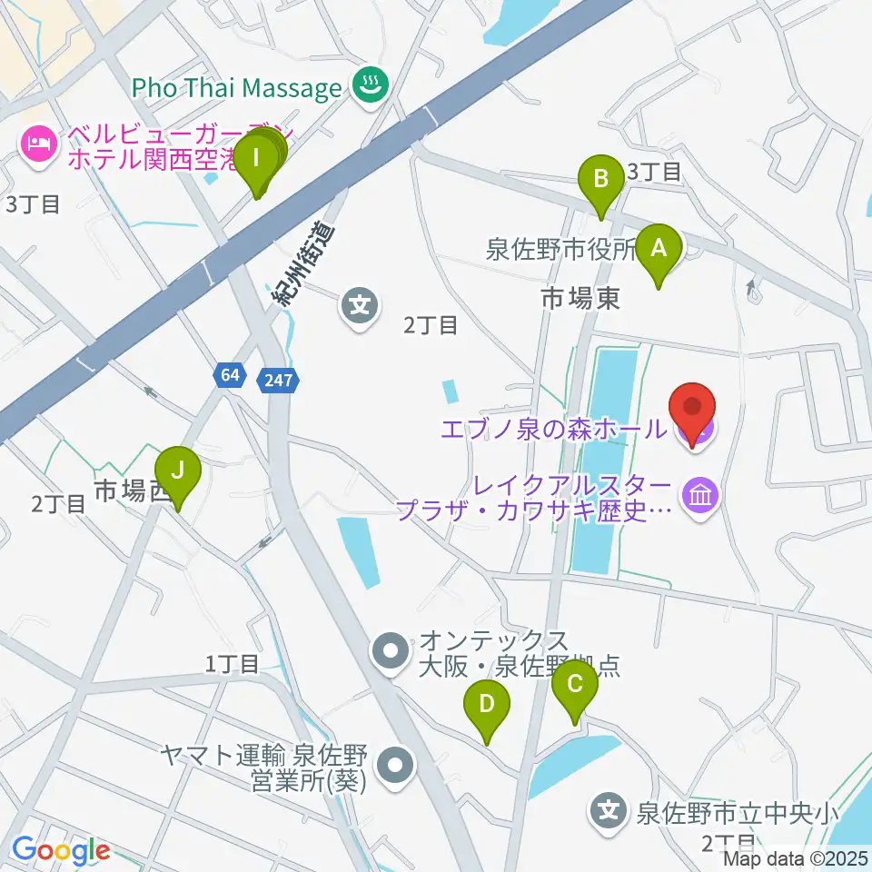 エブノ泉の森ホール周辺の駐車場・コインパーキング一覧地図