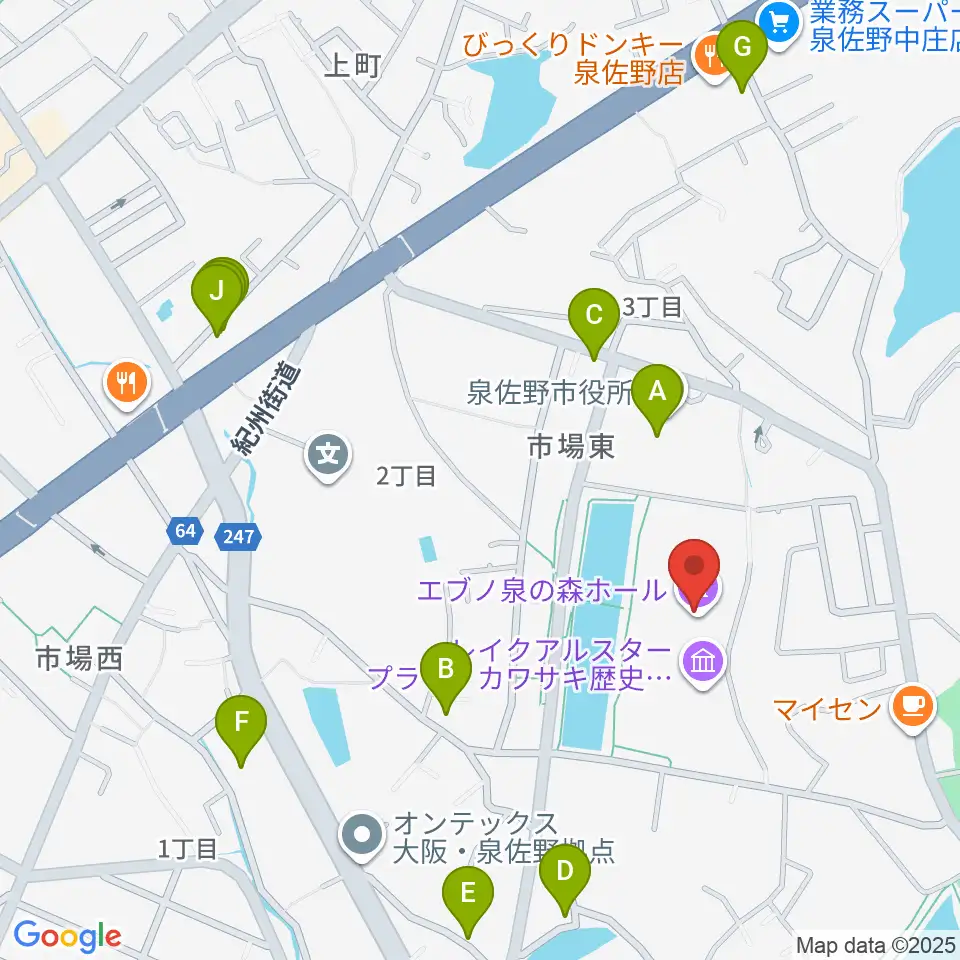 エブノ泉の森ホール周辺の駐車場・コインパーキング一覧地図