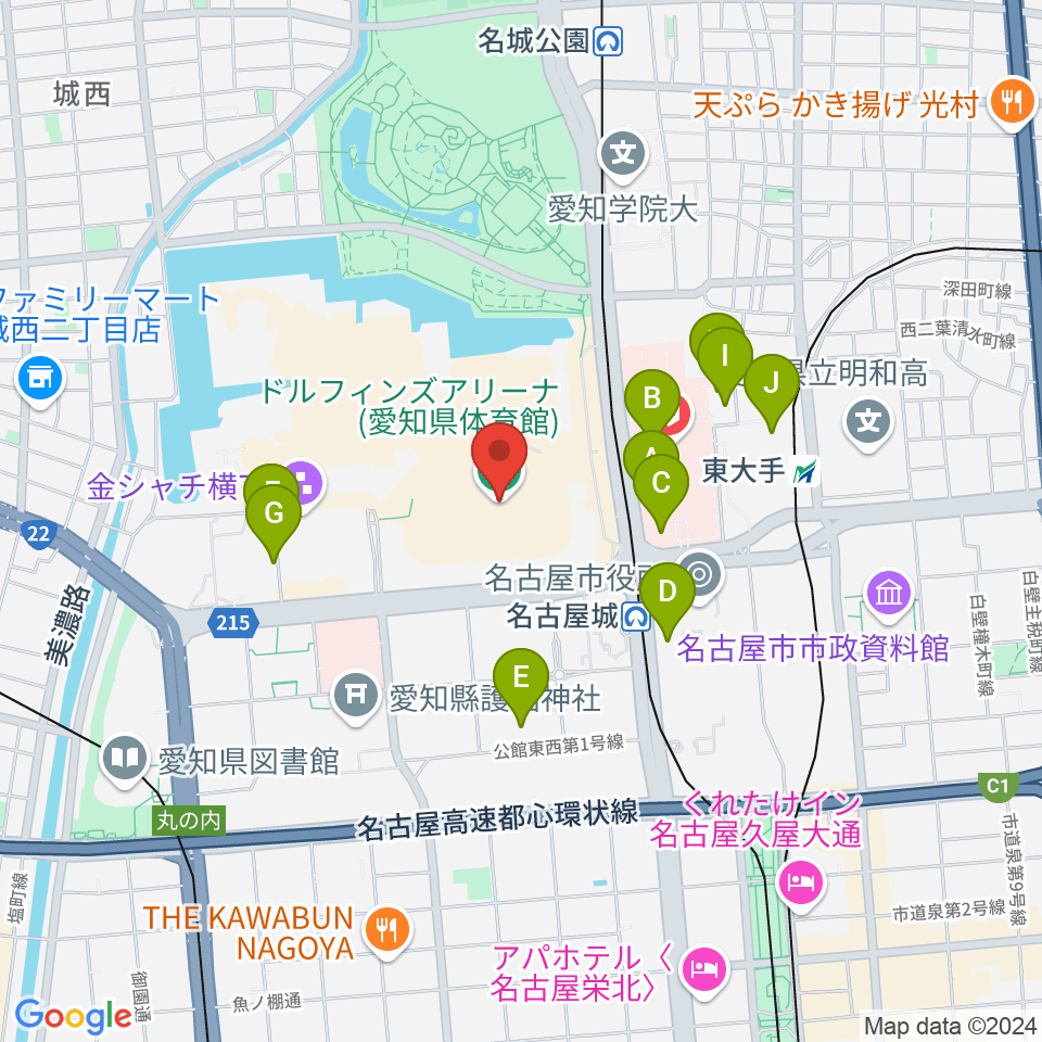 ドルフィンズアリーナ 愛知県体育館周辺の駐車場・コインパーキング一覧地図