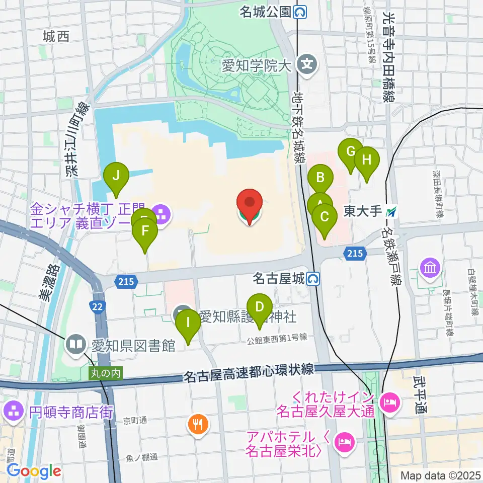 愛知県体育館周辺の駐車場・コインパーキング一覧地図