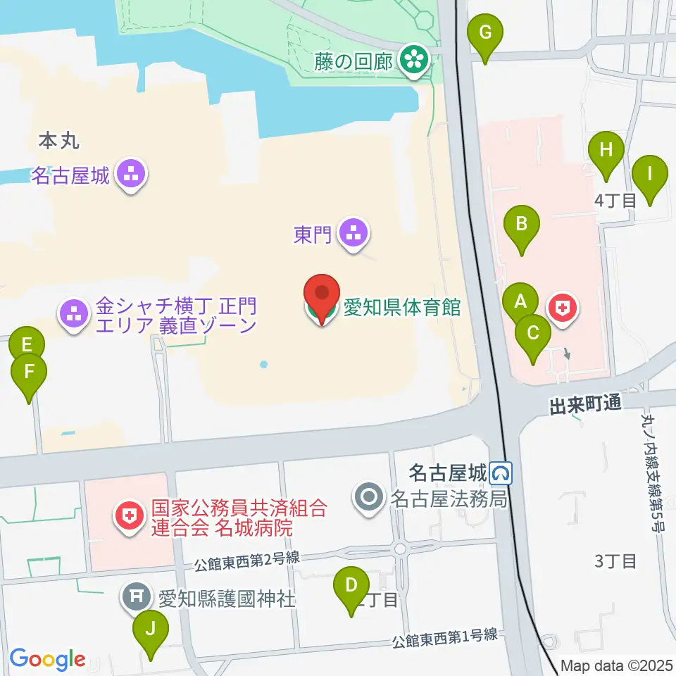 愛知県体育館周辺の駐車場・コインパーキング一覧地図