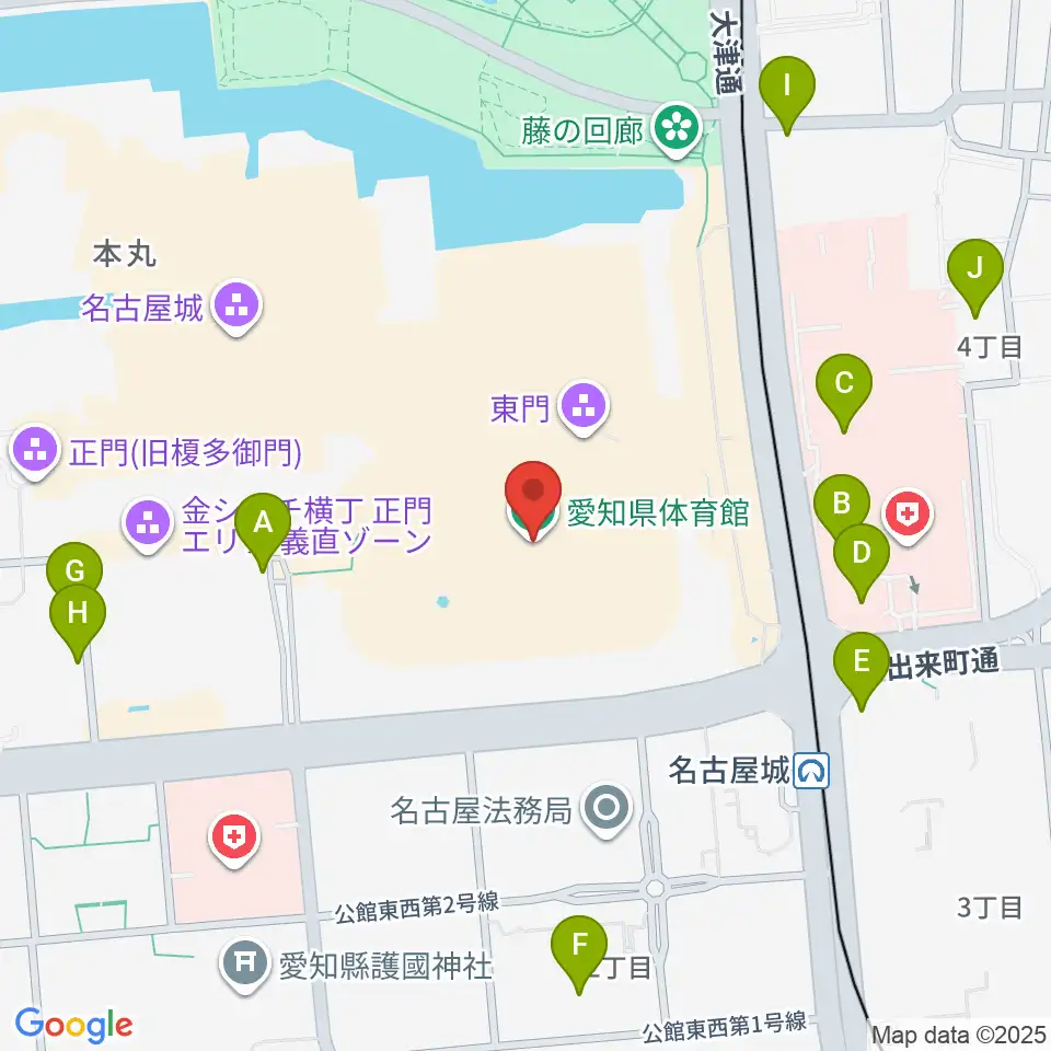 愛知県体育館周辺の駐車場・コインパーキング一覧地図