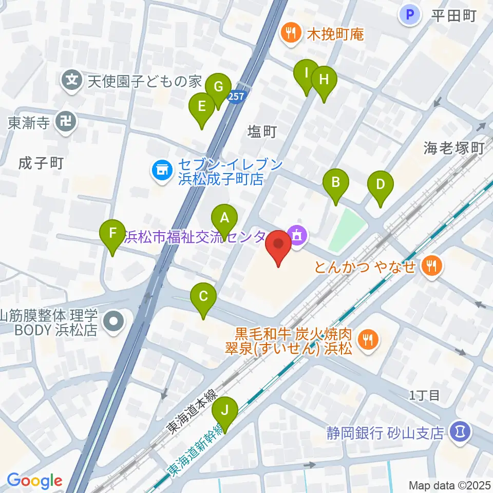 浜松市福祉交流センター周辺の駐車場・コインパーキング一覧地図