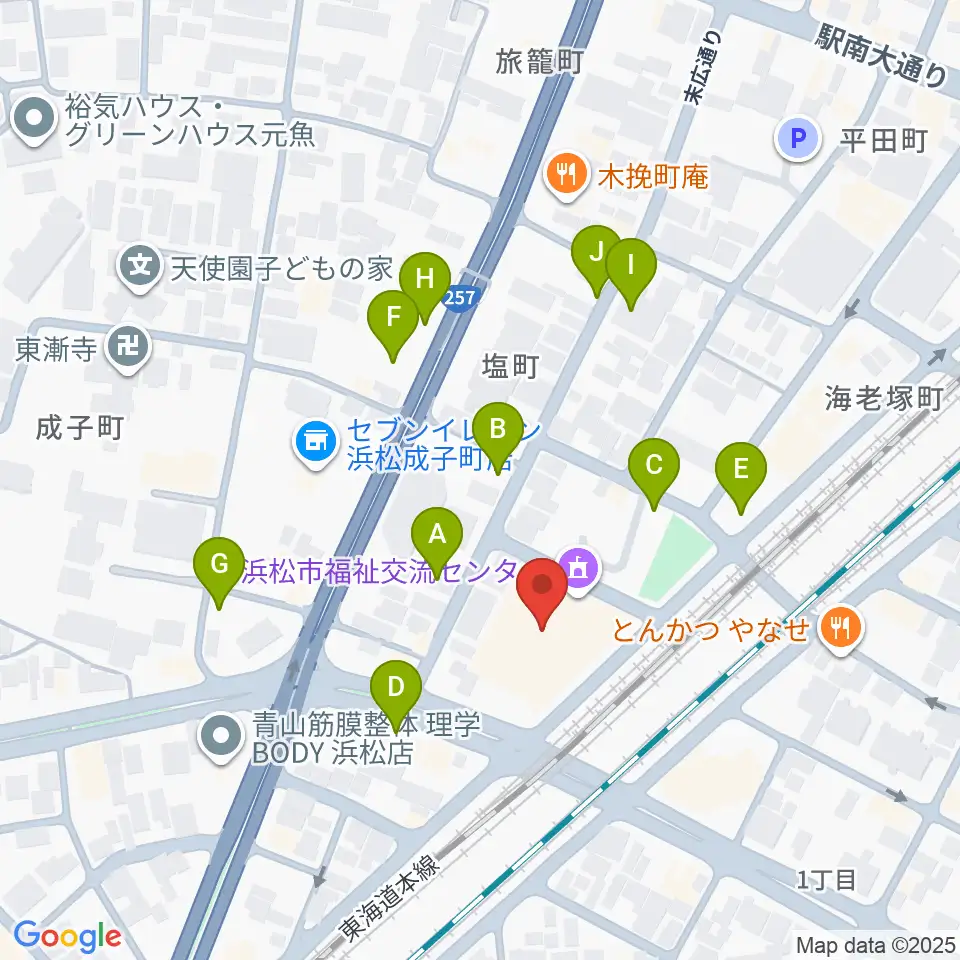 浜松市福祉交流センター周辺の駐車場・コインパーキング一覧地図