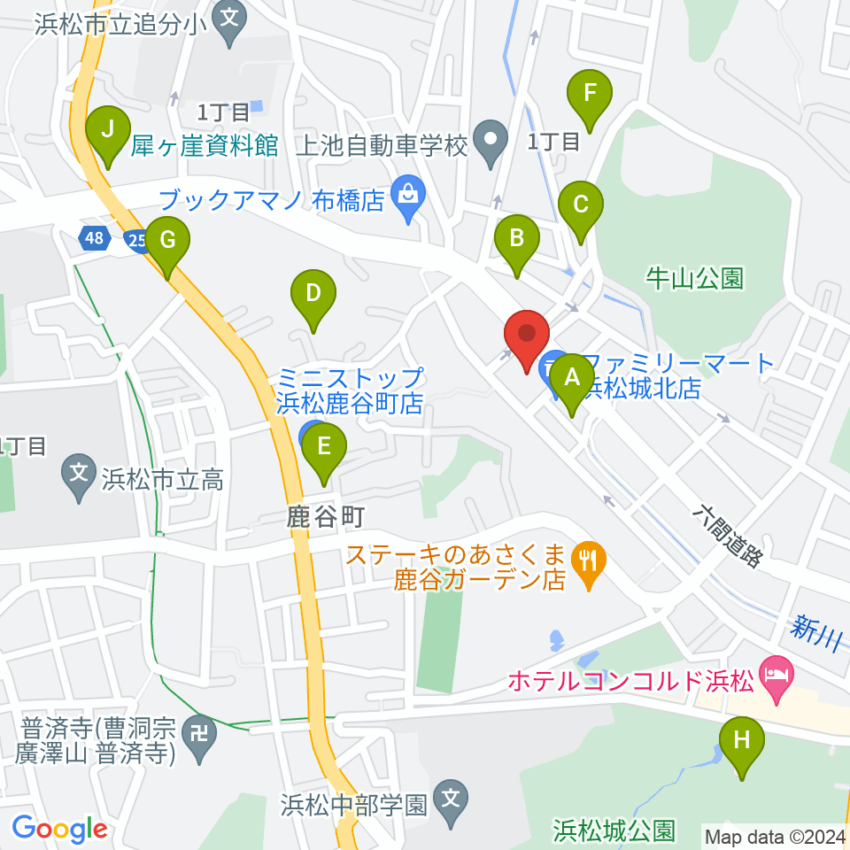 浜松市勤労会館Ｕホール周辺の駐車場・コインパーキング一覧地図