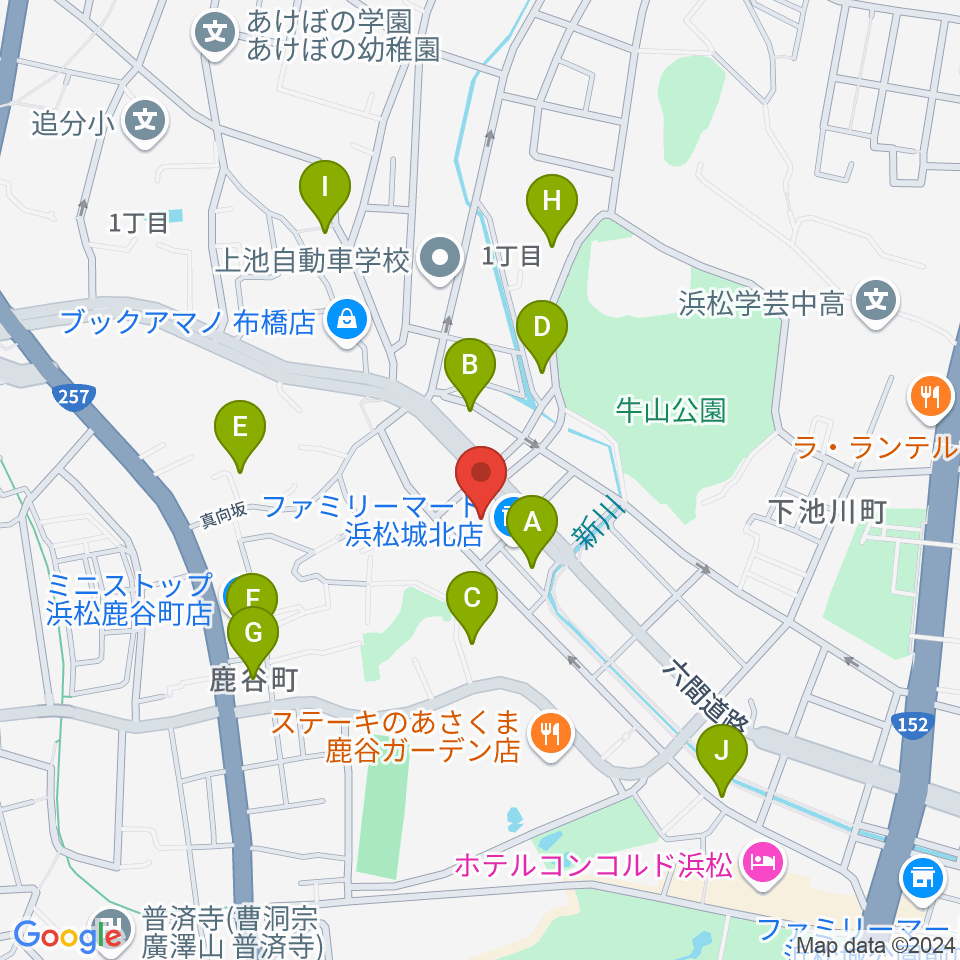 浜松市勤労会館Ｕホール周辺の駐車場・コインパーキング一覧地図