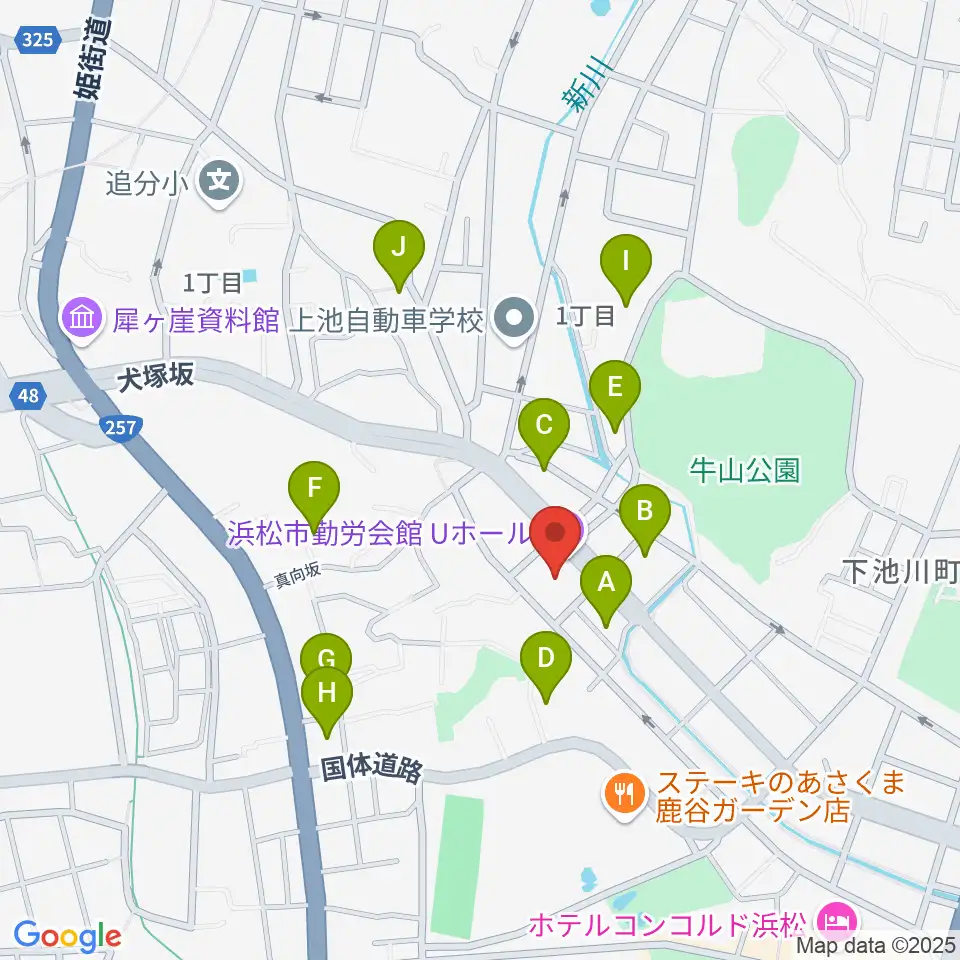 浜松市勤労会館Ｕホール周辺の駐車場・コインパーキング一覧地図