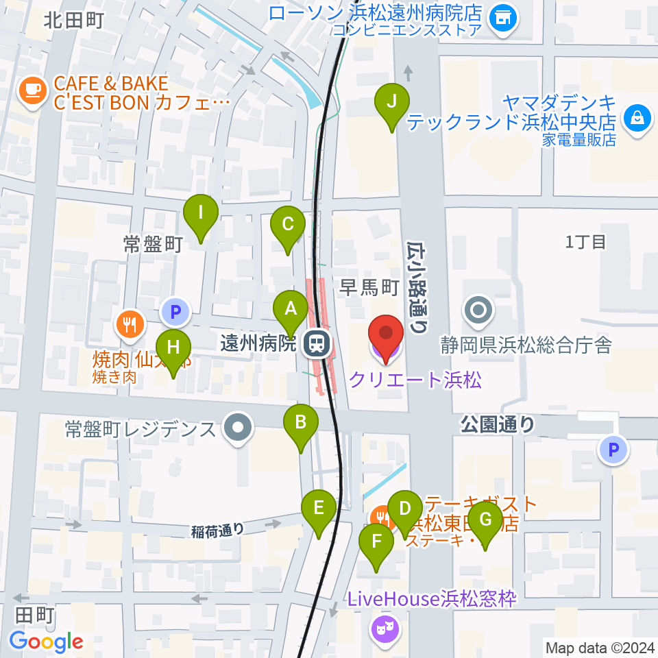 クリエート浜松周辺の駐車場・コインパーキング一覧地図