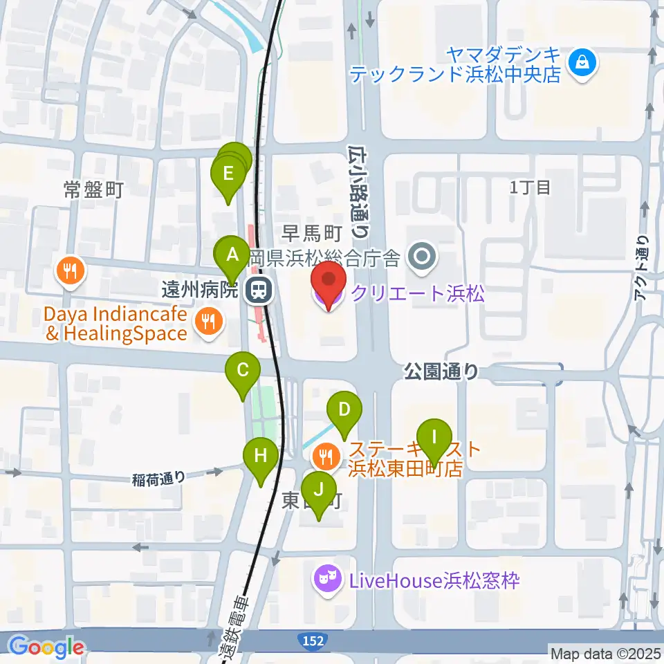 クリエート浜松周辺の駐車場・コインパーキング一覧地図