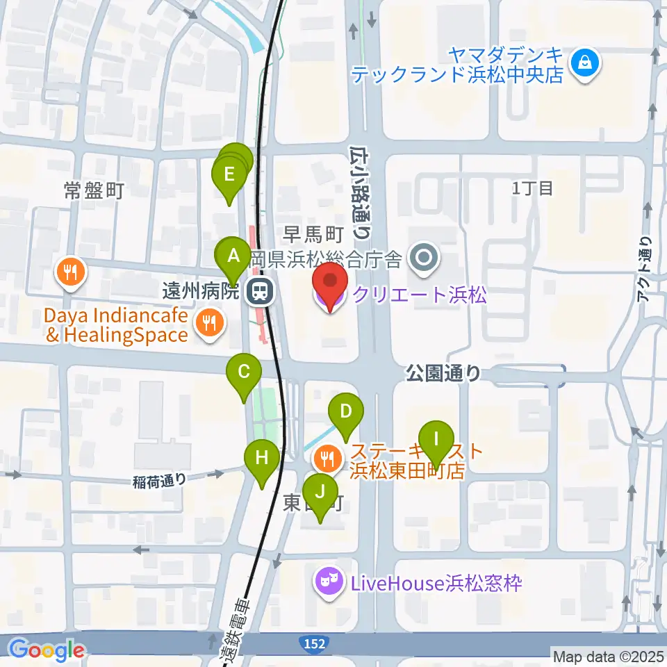 クリエート浜松周辺の駐車場・コインパーキング一覧地図