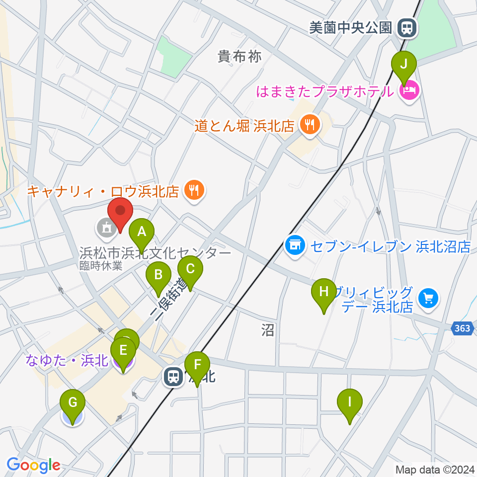 浜松市浜北文化センター周辺の駐車場・コインパーキング一覧地図