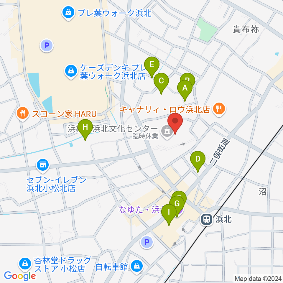 浜松市浜北文化センター周辺の駐車場・コインパーキング一覧地図