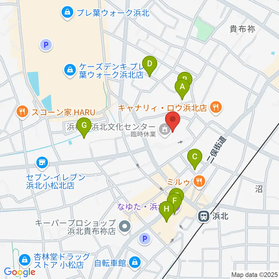 浜松市浜北文化センター周辺の駐車場・コインパーキング一覧地図