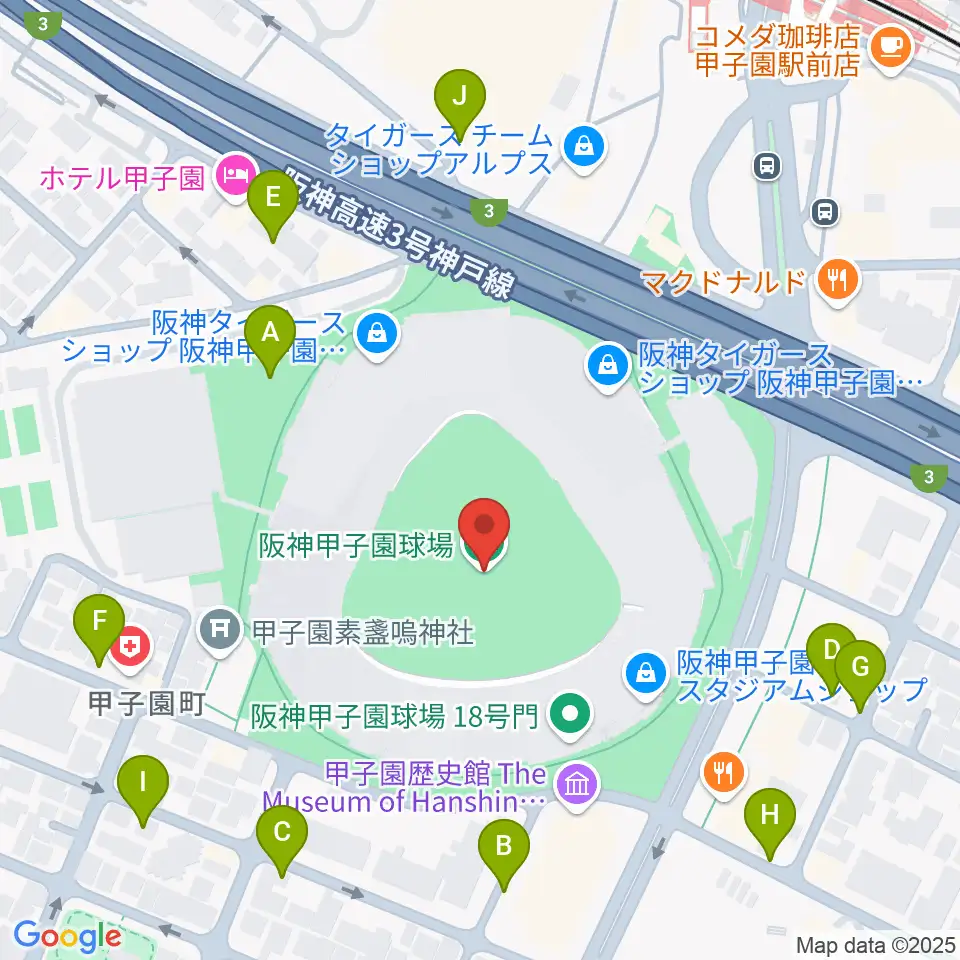 阪神甲子園球場周辺の駐車場・コインパーキング一覧地図