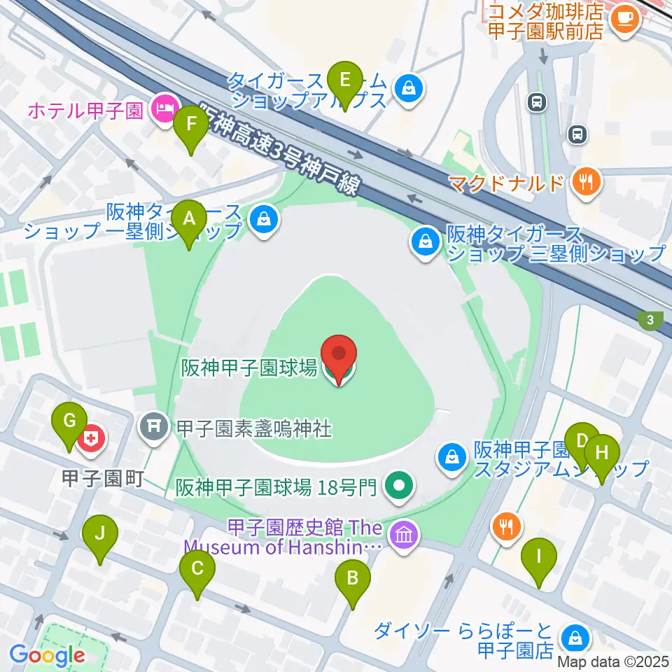 阪神甲子園球場周辺の駐車場・コインパーキング一覧地図
