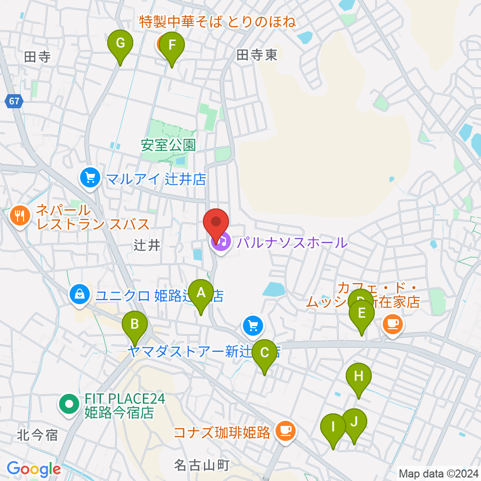 パルナソスホール周辺の駐車場・コインパーキング一覧地図