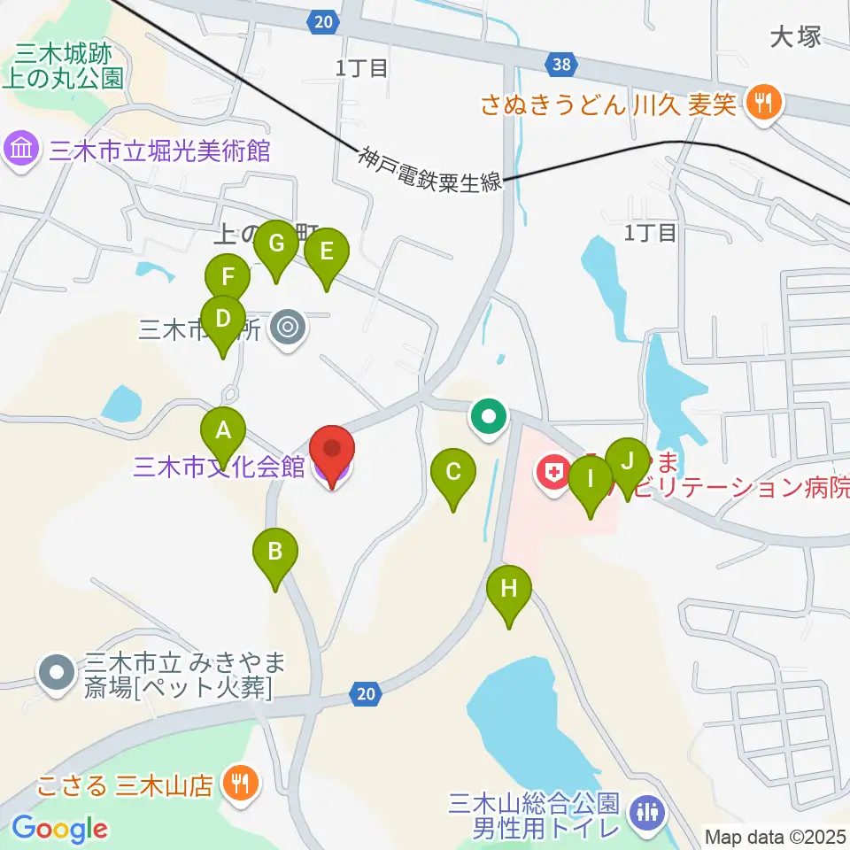 三木市文化会館周辺の駐車場・コインパーキング一覧地図