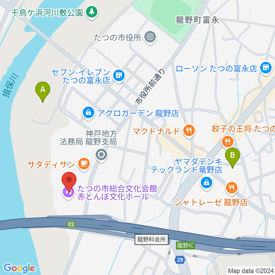 赤とんぼ文化ホール周辺の駐車場・コインパーキング一覧地図