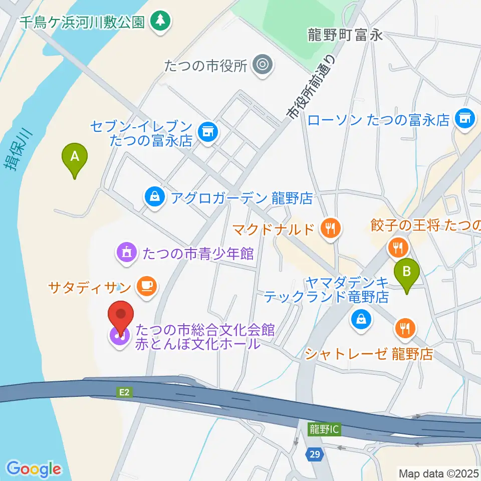 赤とんぼ文化ホール周辺の駐車場・コインパーキング一覧地図