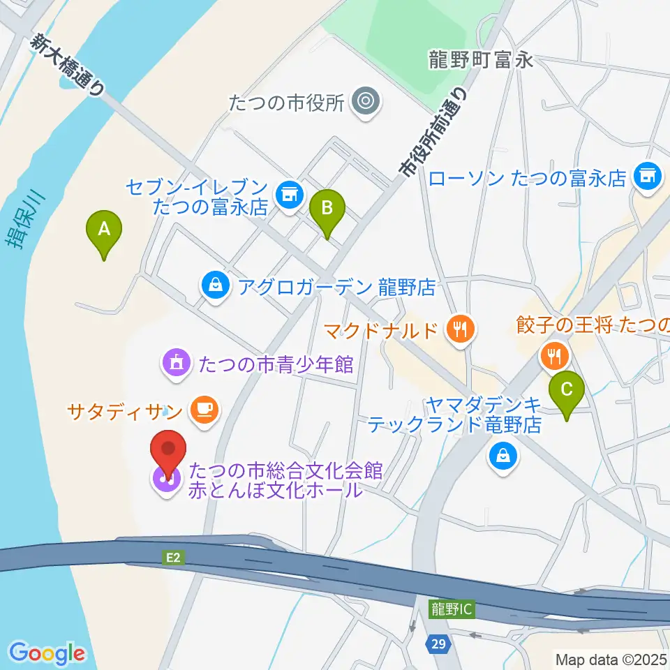 赤とんぼ文化ホール周辺の駐車場・コインパーキング一覧地図
