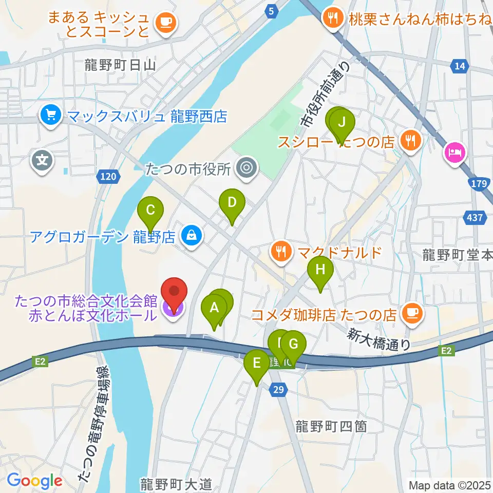 赤とんぼ文化ホール周辺の駐車場・コインパーキング一覧地図