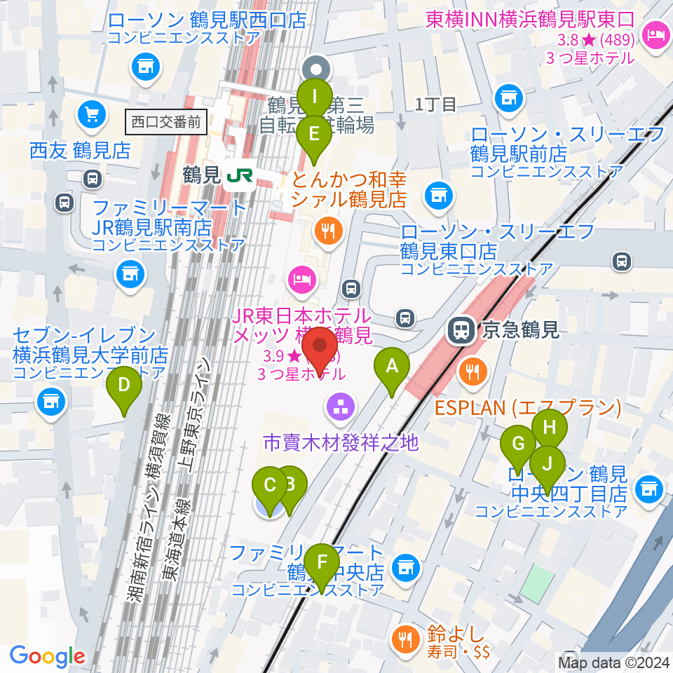 鶴見新堀ギター音楽院周辺の駐車場・コインパーキング一覧地図